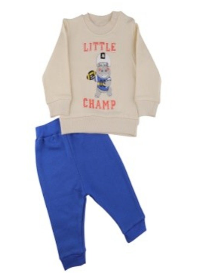 بيجامة أولادي مطبوع Little أوف وايت *أزرق